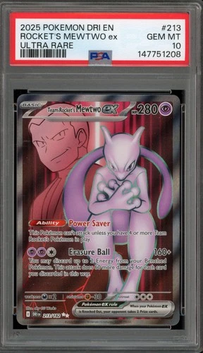 Pokemon Team Rocket's Mewtwo Destined Rivals Ultra Rare #213 PSA 10 Gem Mint