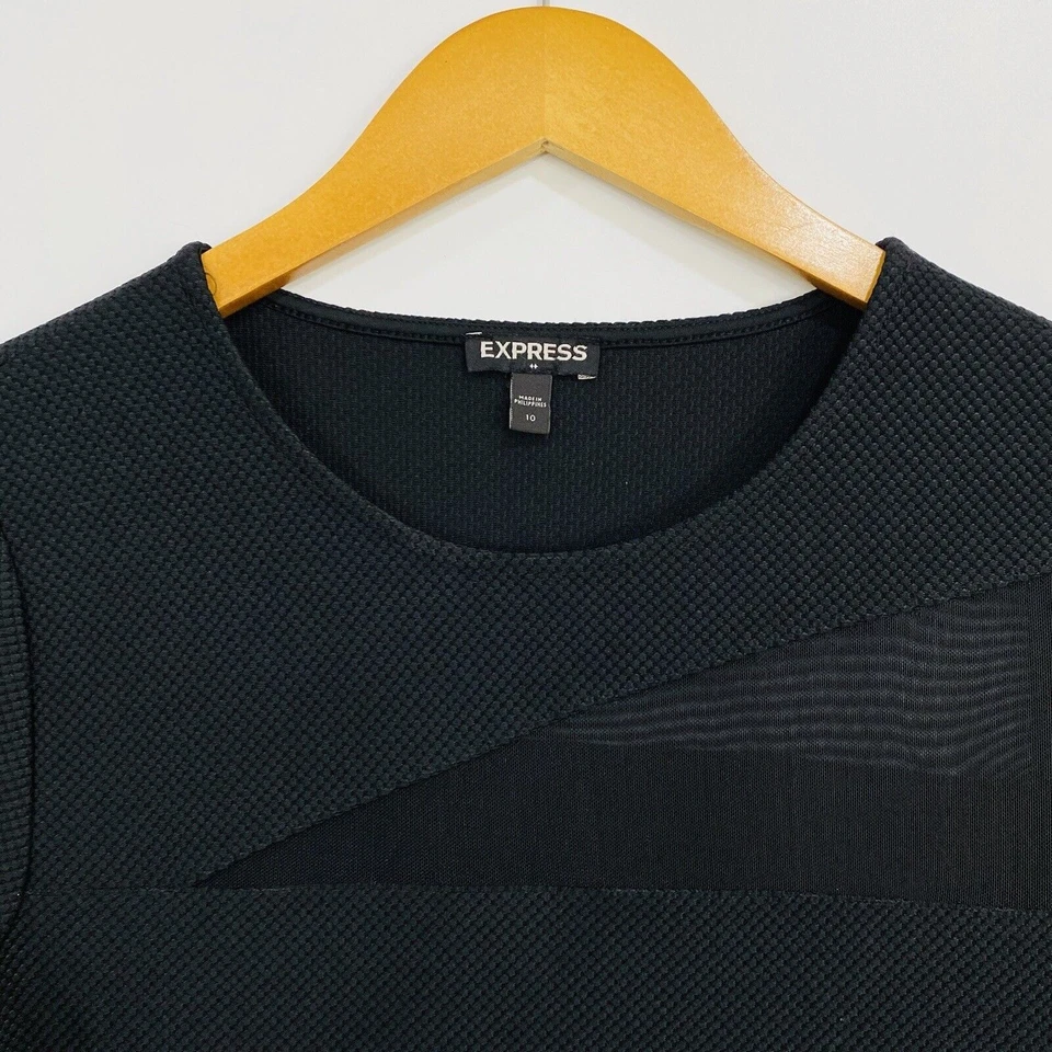 Vestido ceñido al cuerpo Express para mujer talla 10 negro elástico cremallera lateral manga corta Foto 3 de 4