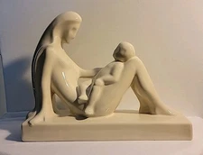 Mid Century Modern/Art Decco - Royal Haeger - Mother & Child Sculpture - White