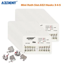 AZDENT Dental Orthodontic Brackets Braces Mini Roth Slot.022" Hooks 3-4-5 Metal 
