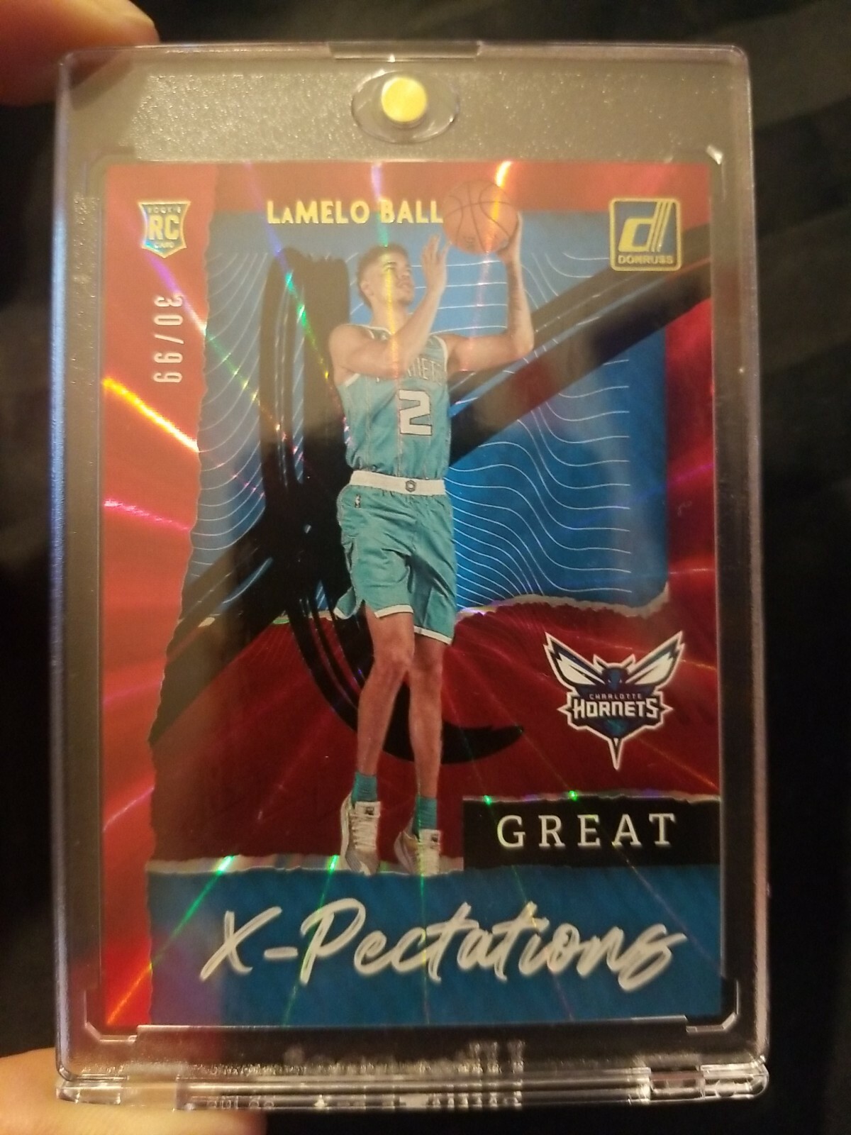 Lamelo Ball 2020-21 Donruss Rookie Great X-Pectations Red Laser Prizm 30/99 ROY!