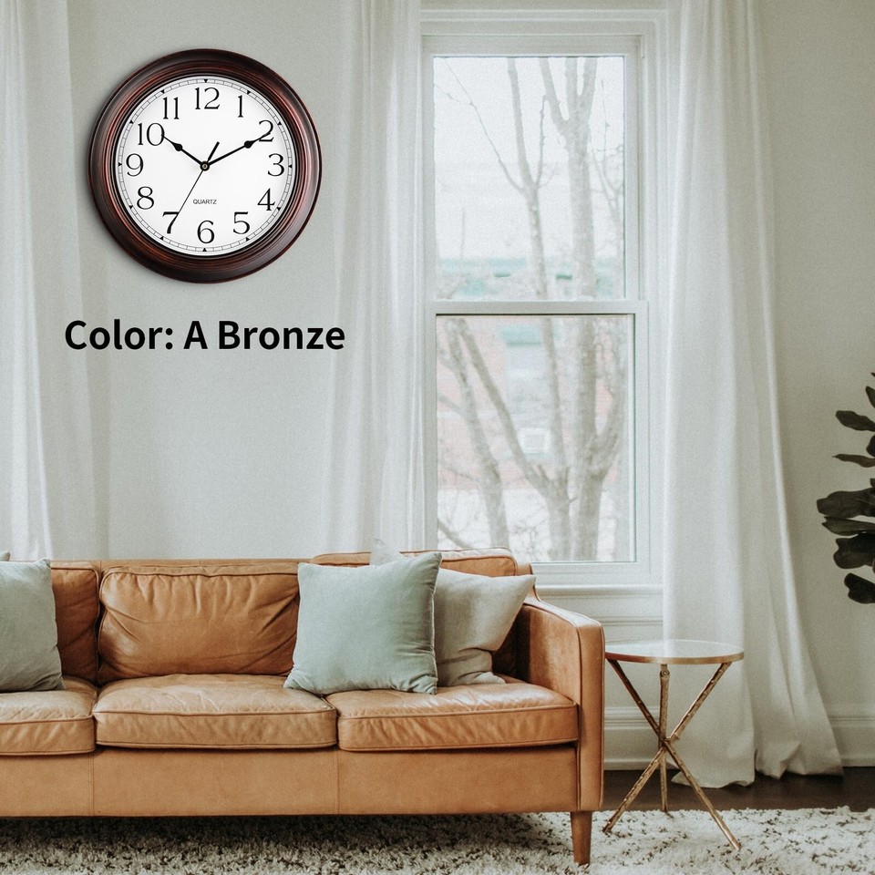 12 Inch Wall Clocks Battery Operated Silent Non-Ticking Wall Clock ...