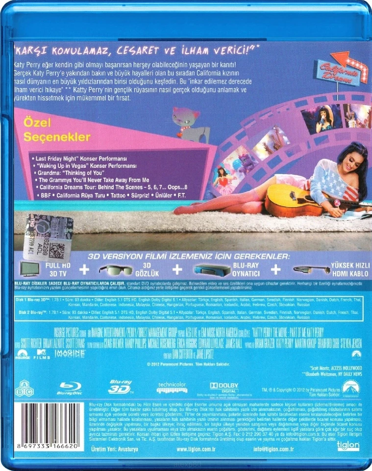 Katy Perry: Part of Me 3D BLU-RAY+BLU-RAY (2 DISC) Region Free "Turkey Import" - Image 2 of 2