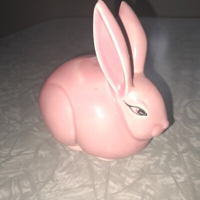 Vintage Bunny Anthropomorphic Ceramic Easter Decor Signed Jorge 77 Art Pottery