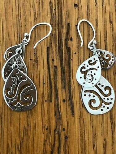 Silpada 925 Sterling Silver Triple Teardrop Free Falling Earrings W2299 HTF - Picture 9 of 12