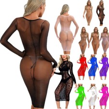 Womens Sexy See Through Fishnet Bodycon Dress Babydoll Sheer Nightdress Clubwear
