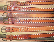 Viintage C M Co Western Buckstitch Leather Belts 6 pc Size 26 NEW
