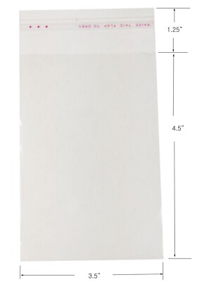 100 pcs 3.5''x4.5'' Resealable Transparent OPP Bag Plastic Bags Self Adhesive Seal