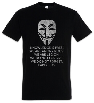 Knowledge Is Free T-Shirt Guy We are Fawkes Anonymous Computer Science Hacker