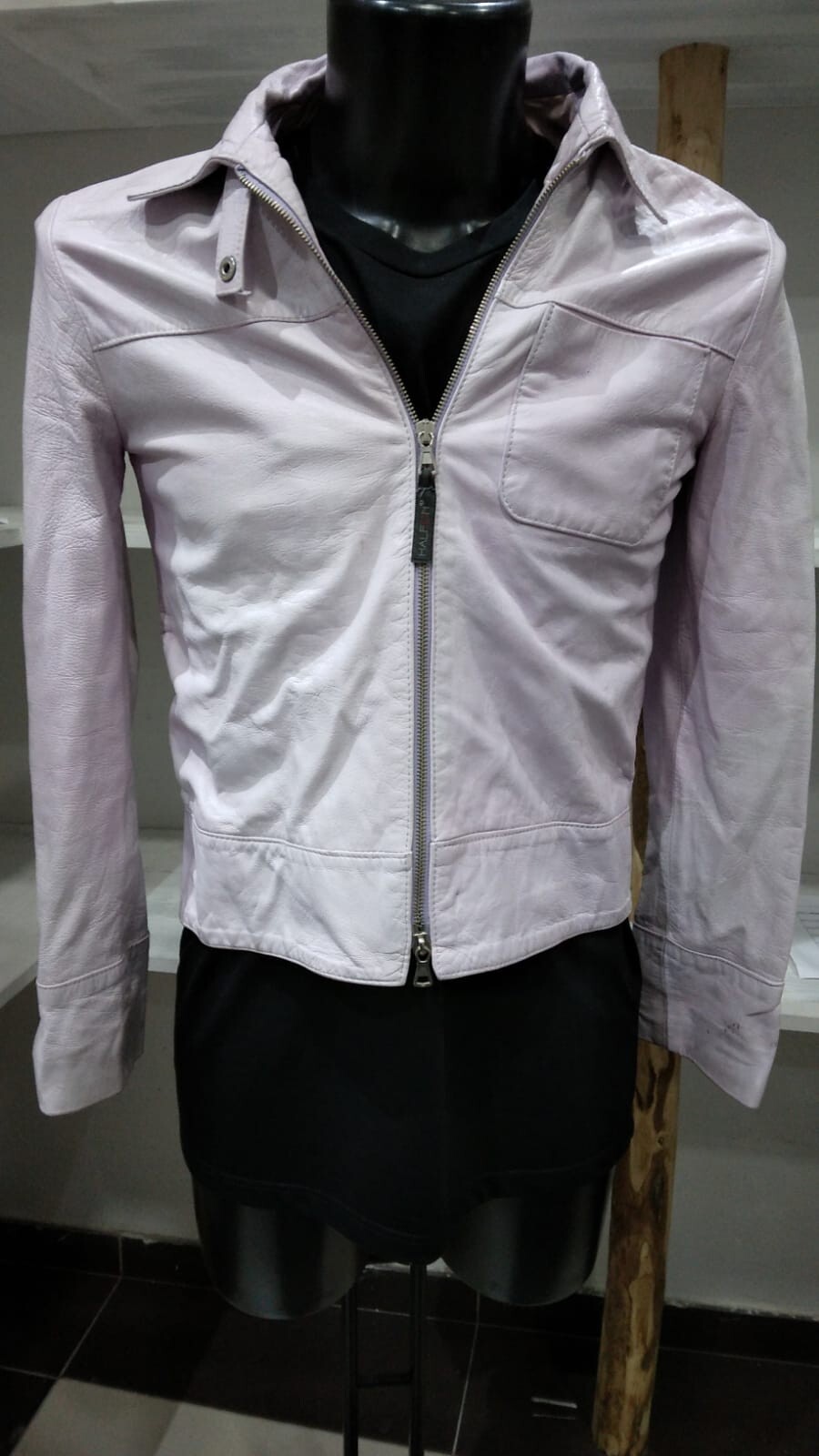Purple Real Leather Halfon Jacket For Women Size M PG085LZ