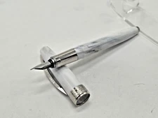 Visconti Venus White Marble Fountain Pen M Nib Chrome Trims.