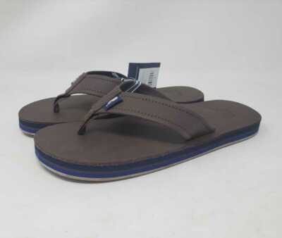 Men’s 11 Vineyard Vines pop stripe leather flip flops sandals in Mudslide brown Amazon.com | vineyard vines Men main image 3