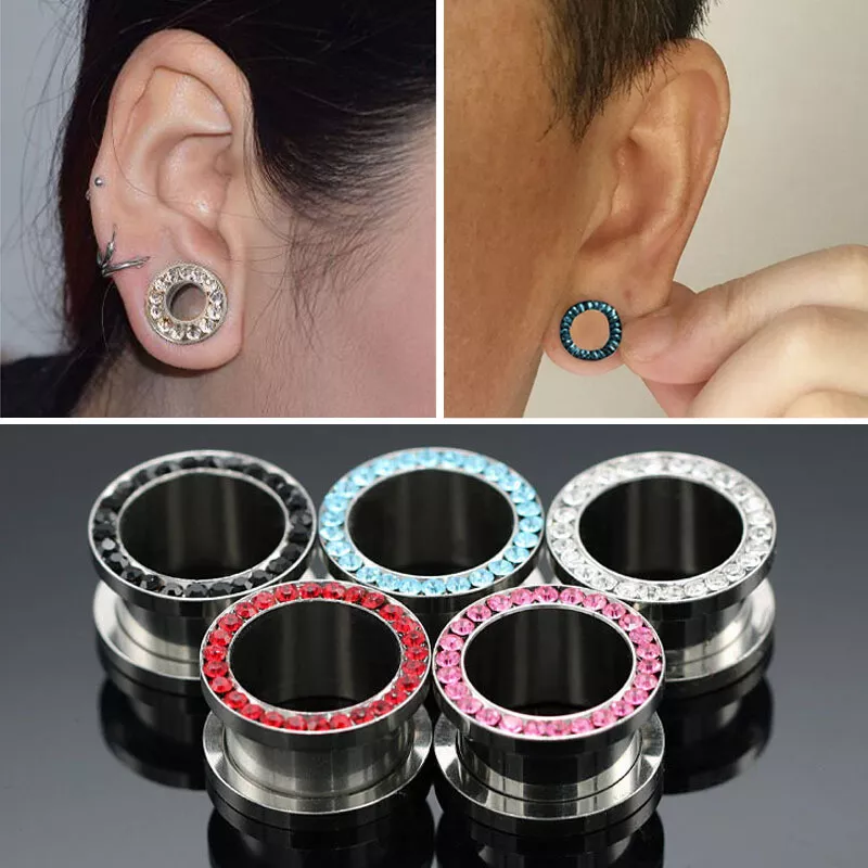 Steel CZ Gem Lined Screw On Fit Ear Flesh Tunnel – APM