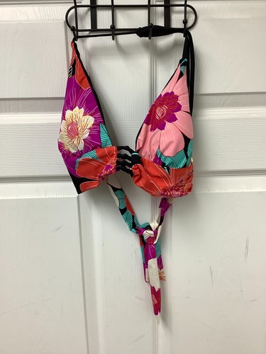 La Blanca Women's Standard Halter Triangle Swimsuit Top, Multi/in Full Bloom, 12