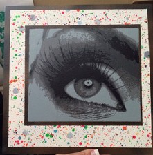 Custom Multi-Layered stencil Eye Spray Painting On Canvas Board