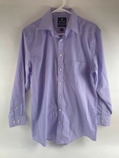 Stafford Shirt Men's Size 16 32/33 Purple Fitted Easy Care Broadcloth Button Up
