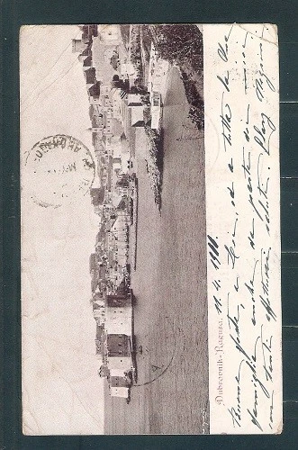 AUSTRIA Sc 73 PAIR ON PPC forerunner CROATIA PMK DVBOVNIK TO ARGENTINA ARR FVF - Image 2 of 2