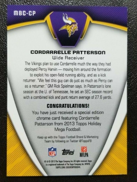 2013 Topps Chrome Cordarrelle Patterson Vikings Rookie Card RC 