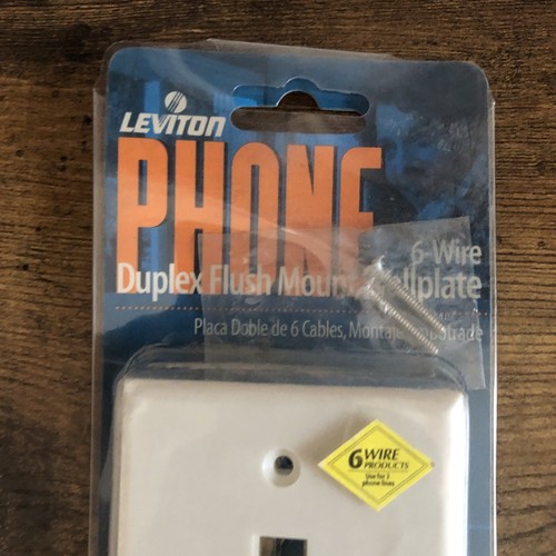 Leviton White Flush Mount DUPLEX Phone Jack Wall Plate Telephone 6 Wire C2676 - Afbeelding 2 van 5