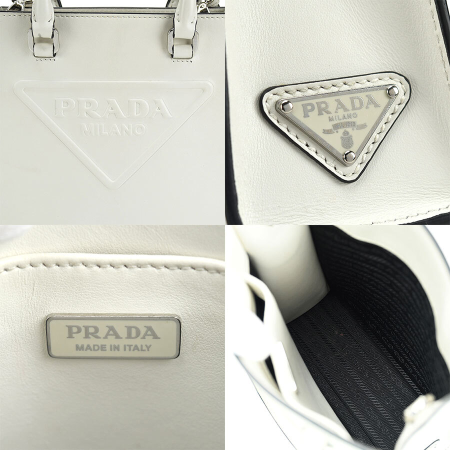 Prada Embossed Triangle Mini Tote Bag 2Way Shoulder 1Ba333 Prada Embossed Triangle Mini Tote Bag 2Way Shoulder 1Ba333