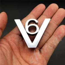 3D V6 Vintage Logo Car Trunk Rear Fender Side Emblem Badge Decal Sticker