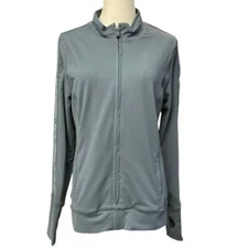 Rodan + Fields Womens Full Zip Athletic Jacket Size Large Green Gray UPF Protect