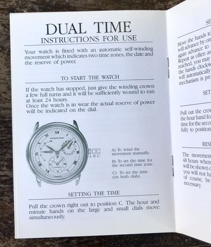 AUDEMARS PIGUET Dual Time Instructions Manual Booklet Rose Gold Steel OEM / - Picture 4 of 10