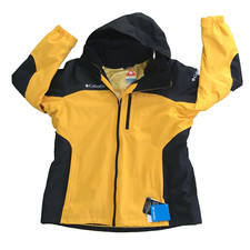 Nwt Columbia Women Sz Xl Yellow Interchange Jacket 3 In 1 Omni-heat Hooded