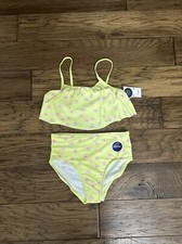 Oshkosh B'Gosh Girls Floral Bikini Set 2 Piece Swimsuit High Waist Sz 14 UPF 50 
