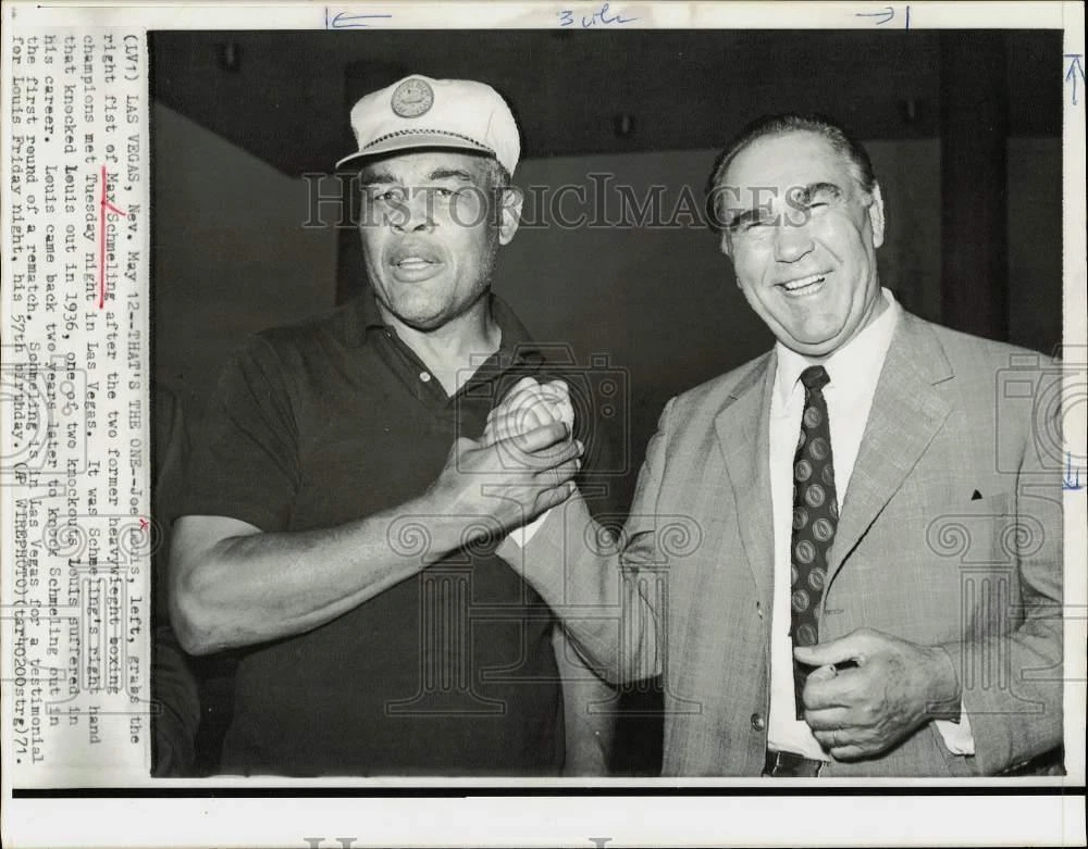 1971年 プレス写真 元ボクサー Joe Louis & Max Schmeling ラスベガスで会う - 画像1/2