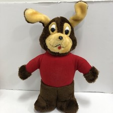 Vintage 1977 Dakin Puppy Dog Plush in a Red Sweater Stuffed Animal 15"