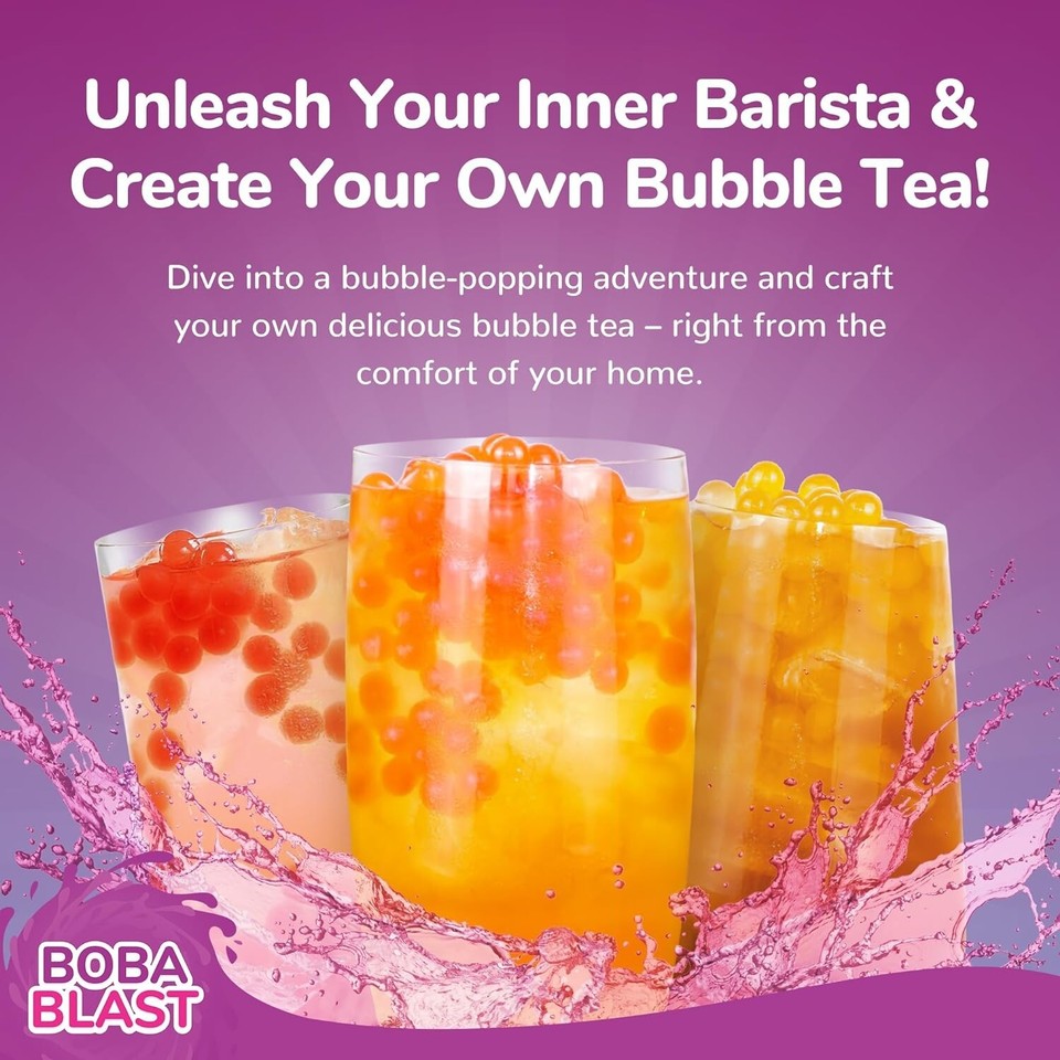 Bubble Tea Kit 3 Servings Popping Pearls 240g Set With 3 Fruity