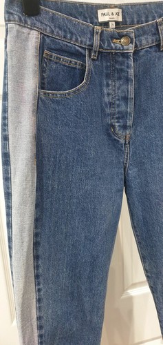 PAUL & JOE PARIS Blue Cotton Contrast Pale Stripe Casual Tapered Jeans Pants 29 - Picture 3 of 9