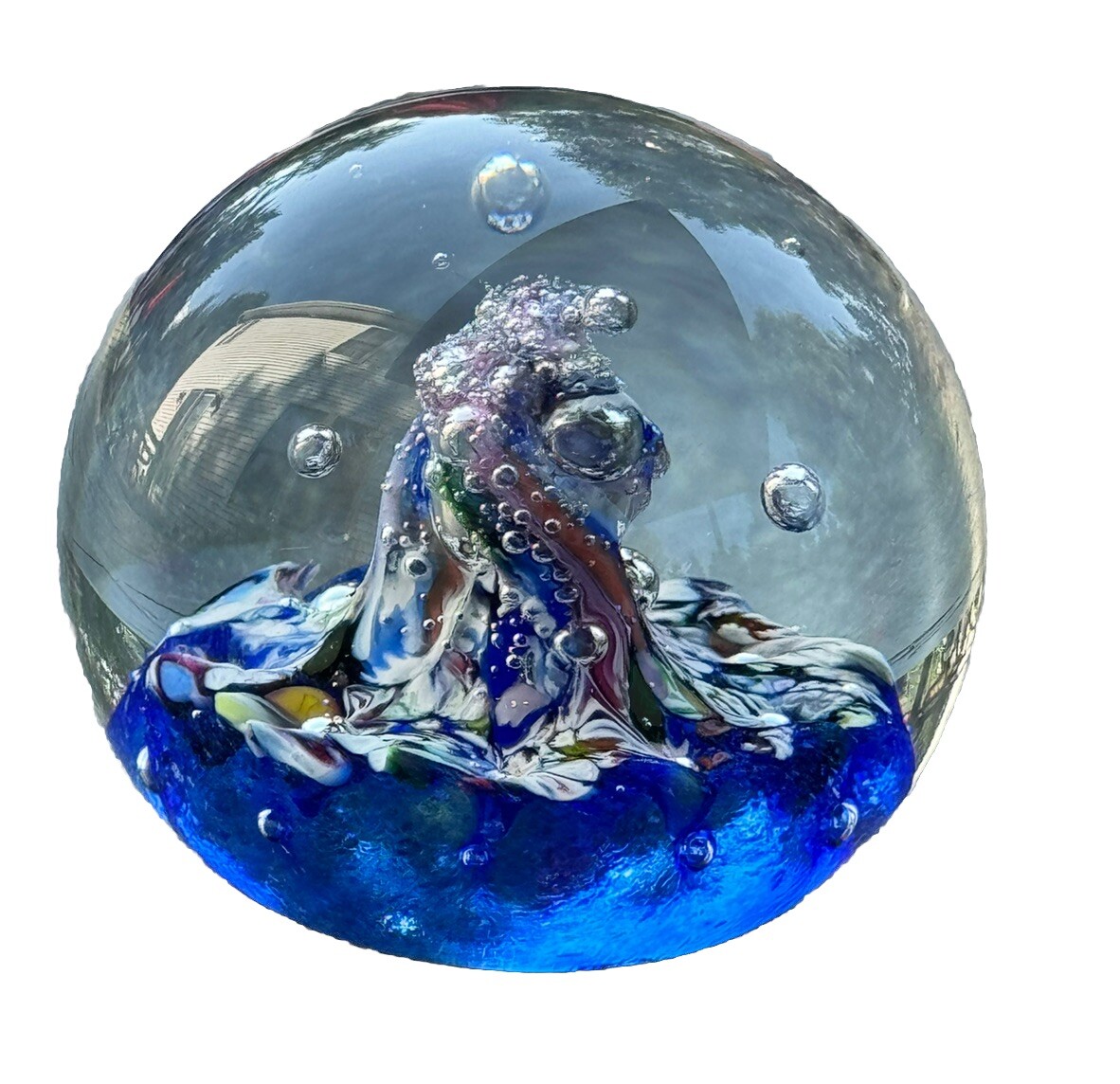 CAITHNESS Scotland Myriad Blue Wave Swirl Art Glass
