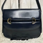Vecchia borsa a tracolla Gucci in pelle blu scuro autentica borsa donna GIAPPONE USATA