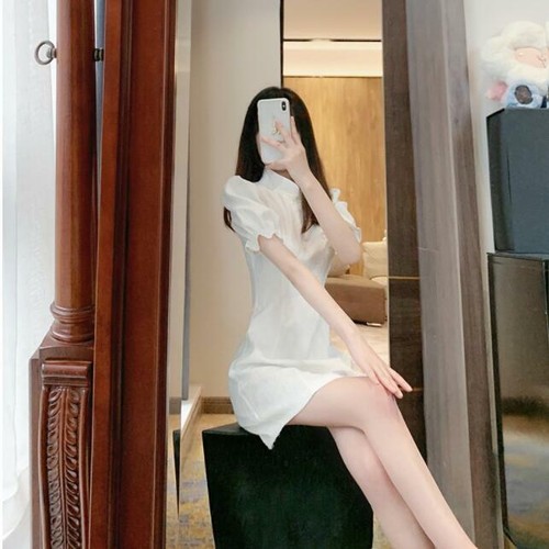 Womens 2022 Fashion Beaded Puff Sleeves Cheongsam Qipao Banquet Casual Dress da - Picture 3 of 10