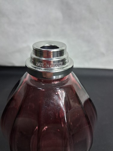 Empty Lampe Berger Paris Oil Lamp Purple Glass Round Ribbed Shape Without Wick - Picture 2 of 5