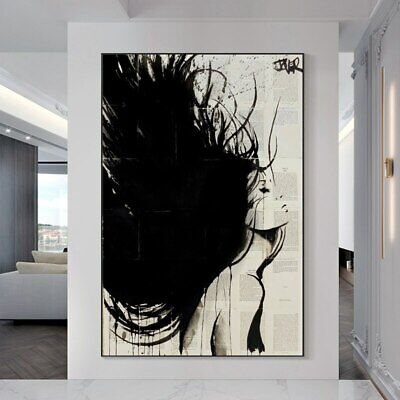 Abstract Black White Art Women Paint Canvas Poster Modern Decor Unframed A831