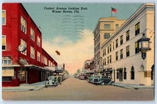 1944 Winter Haven Florida FL Vintage Postcard Central Avenue Looking East Posted