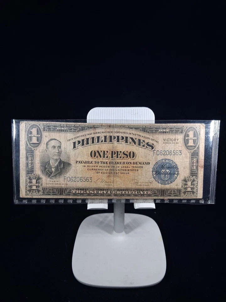 1922 EE. UU. FILIPINAS CERTIFICADO TESORO VICTORIA UN PESO Foto 3 de 4