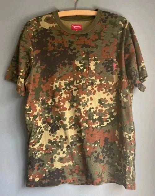 SS19 Supreme Ss Poche T Shirt Taille M T Shirt Olive Allemand Camouflage