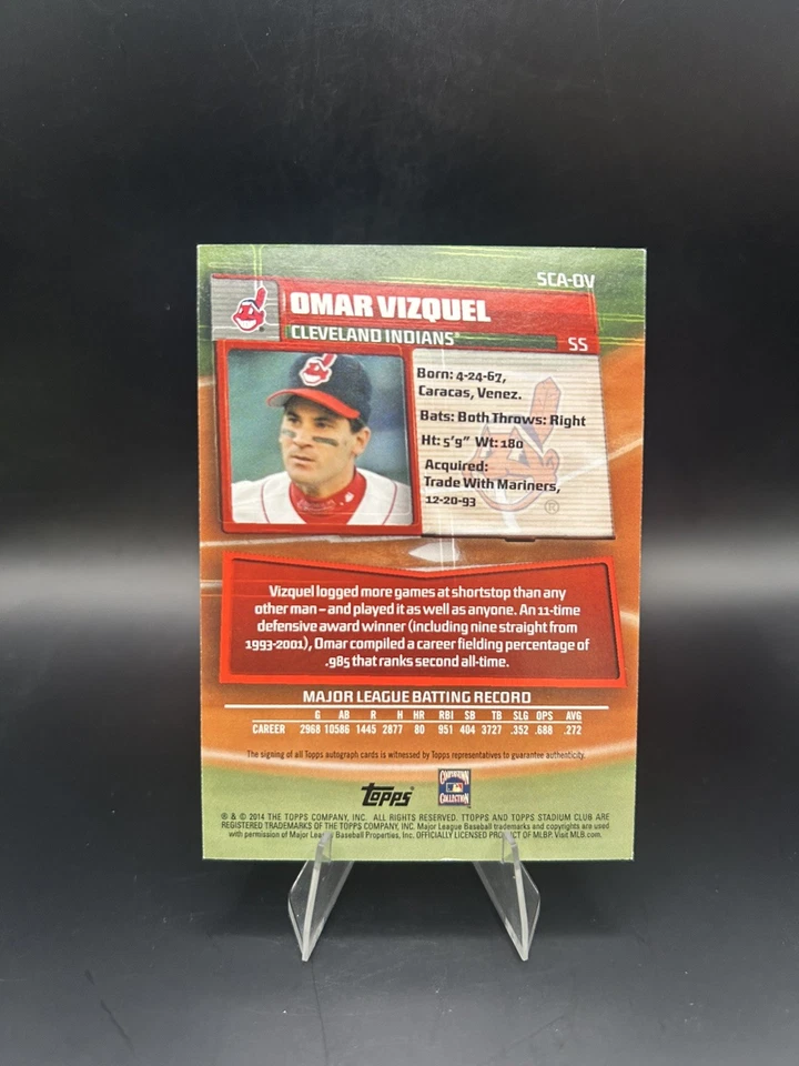 Stadium Club Omar Vizquel 2014 #SCA-OV autógrafo/50 automático SP Cleveland Guardians Foto 2 de 4