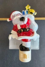 Northlight Glittered Santa Climbing Chimney Christmas Night Light Holiday Tested