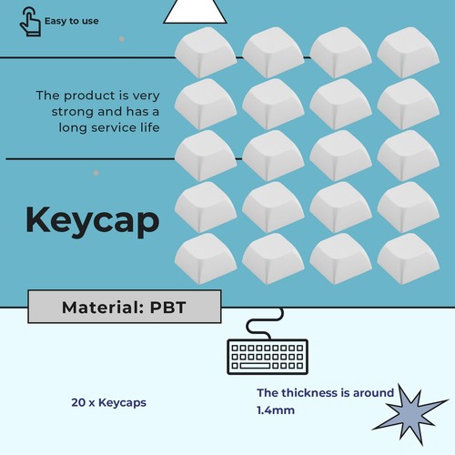20 Key XDA Profile PBT Keycaps Mechanical Keyboard 1U 1X Print Blank9283 - Photo 3/7