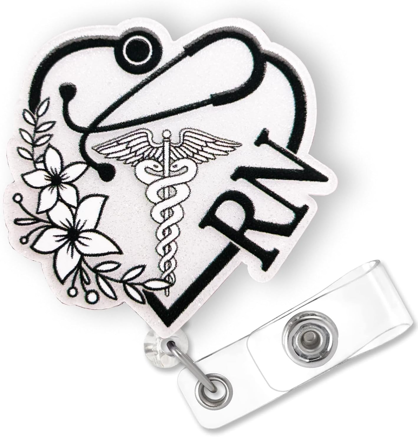 как выглядит Cute RN Badge Reel Retractable for Registered Nurse Medical Worker Registere фото