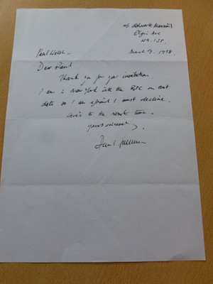 Paul Freeman Jäger des verlorenen Schatzes handgeschrieben signiert Brief 1998