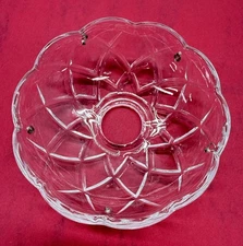 Vintage Pressed Glass Round Lamp Prism Chandelier 3.5” Bobeche w/ 6 Brass Pins