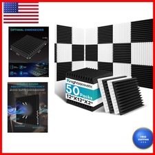 Knightsacoustic 50 Pack Sound Proof Foam Panels Walls, 2 x 12 x 12 Inches