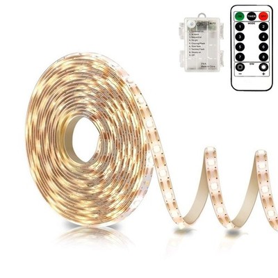 echosari Battery Powered Led Strip Lights with Remote Warm 9.8Ft, White