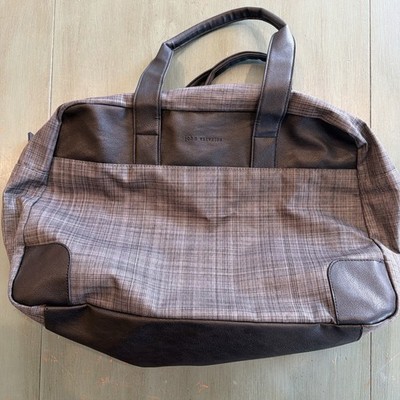 John Varvatos Gray & Black Weekender Gym Travel Duffle Bag Carry On